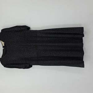 Michael Kors Elegant Black and Silver Polka Dot Midi Dress Size XL